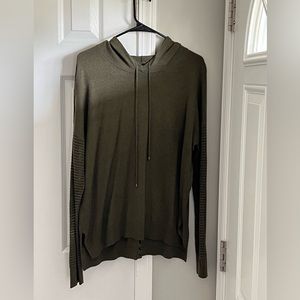 Olive Green Long Sleeve Hoodie with Decorative holes. Size Large.